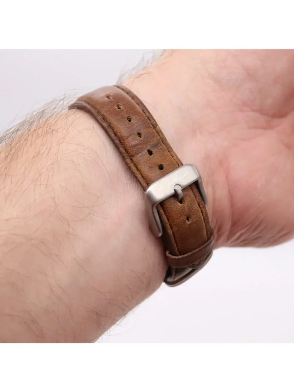 Eddie Bauer Light Up Field Men's Watch Perforated Dial Leather 1215 42102